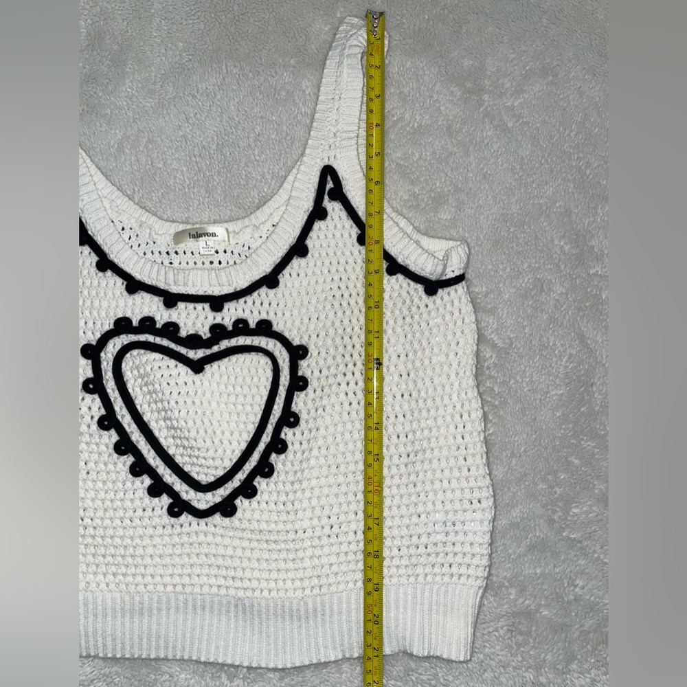 Lalavon White Knit Heart Embroidered Tank Top - Picture 4 of 7